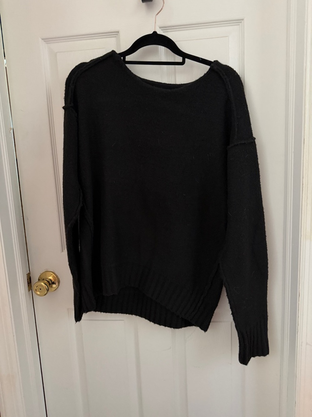 Free People Black Scoop Neck Women's Knit Sweater - Classic Crew Style